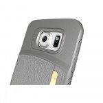 Wholesale Samsung Galaxy S6 Edge Credit Card Fiber Hybrid Case (Gray)